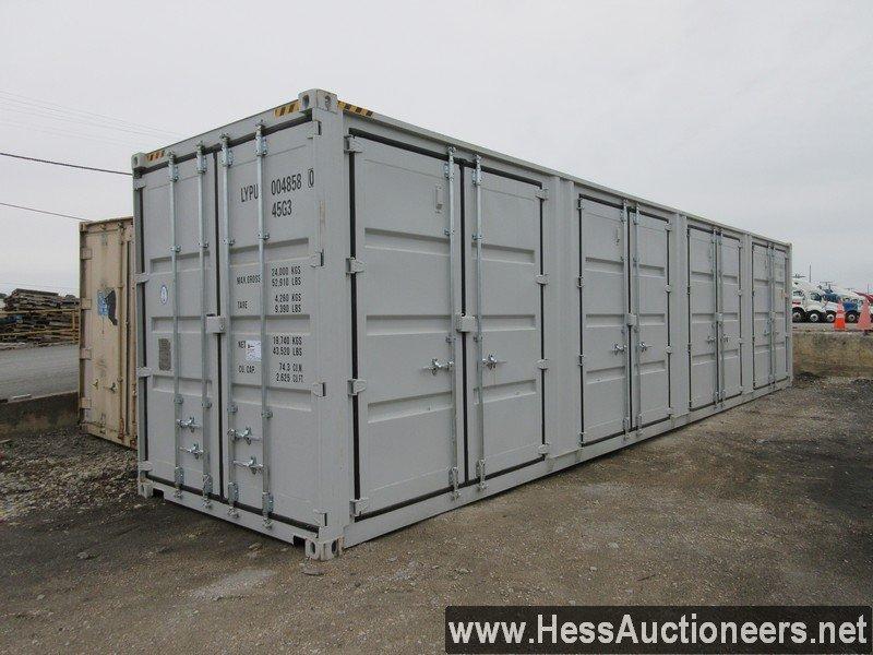 2020 40â€™ HIGH CUBE FOUR MULTI DOOR CONTAINER, 4 SIDE OPEN DOORS, ONE END DOOR, LOCK BOX, SIDE FORK