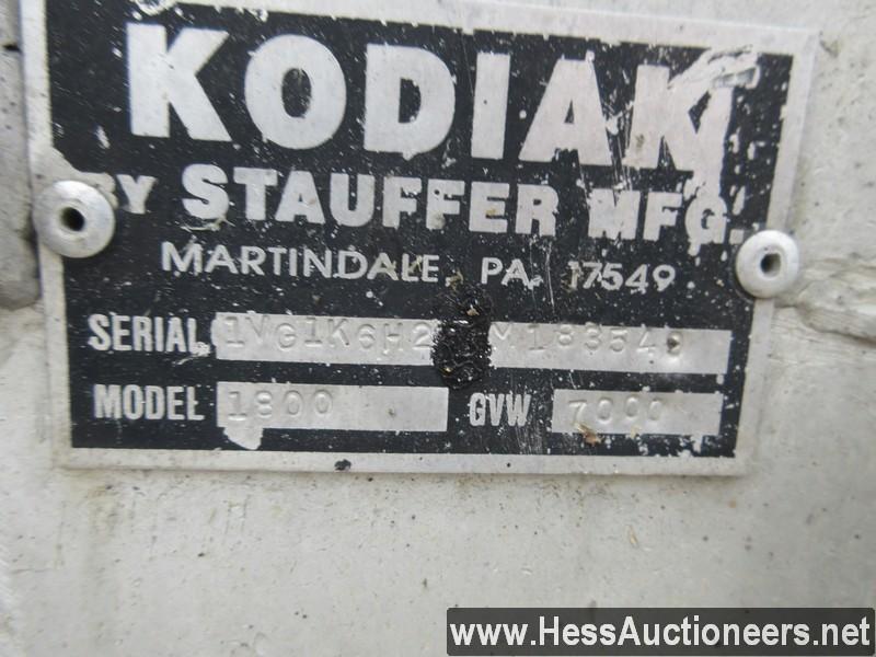 1986 KODIAK 18â€™ X 8â€™ ATV/SNOWMOBILE TRAILER, 7000 GVW, T/A, SPRING SUSP, 205/75R14 ON ALUM WHEEL