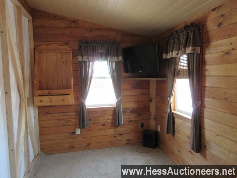 2008 16' X 28' DOUBLE WIDE MOBILE HOME CAMP BUILDING ONLY, T/A WITH DETACHABLE HITCH, 2 CEILING FANS