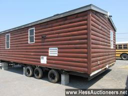 2008 16' X 28' DOUBLE WIDE MOBILE HOME CAMP BUILDING ONLY, T/A WITH DETACHABLE HITCH, 2 CEILING FANS