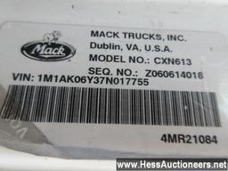 2007 Mack Cxn613 T/a Daycab, 503660 Miles On Odo, Ecm 503661, 52000 Gvw, 15