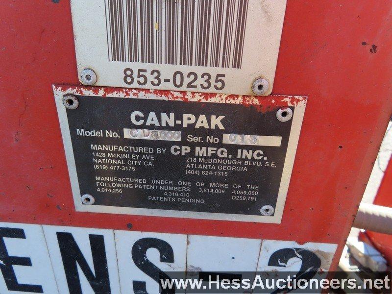 CAN-PAK CD-3000 CAN-COMPACTOR, 480 VOLT ELECTRIC, 43";W X 12'8";L X 103";H,