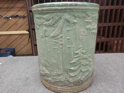 Ornate Stoneware Sand Jar Approx. 5 Gal