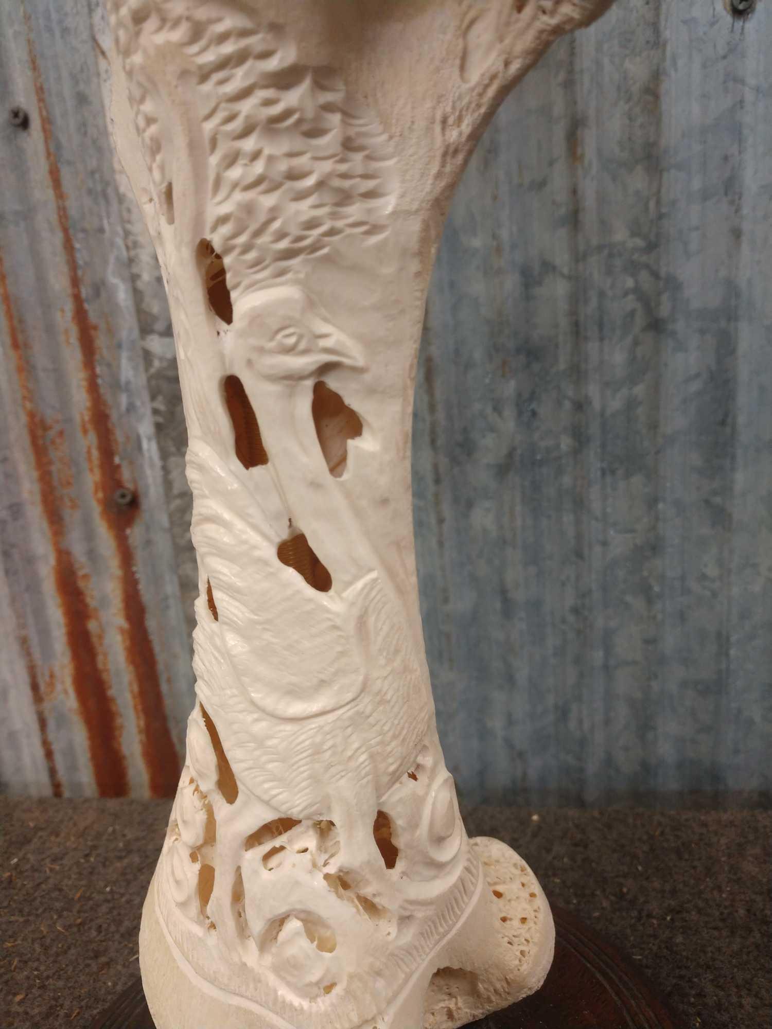 Carved Giraffe Bone Lamp