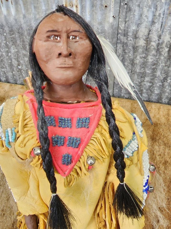 Native American Made Ojibwe Doll In Display Case