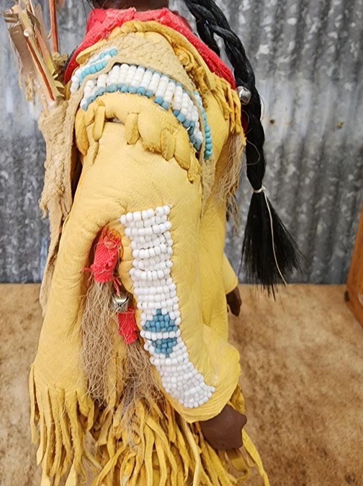 Native American Made Ojibwe Doll In Display Case