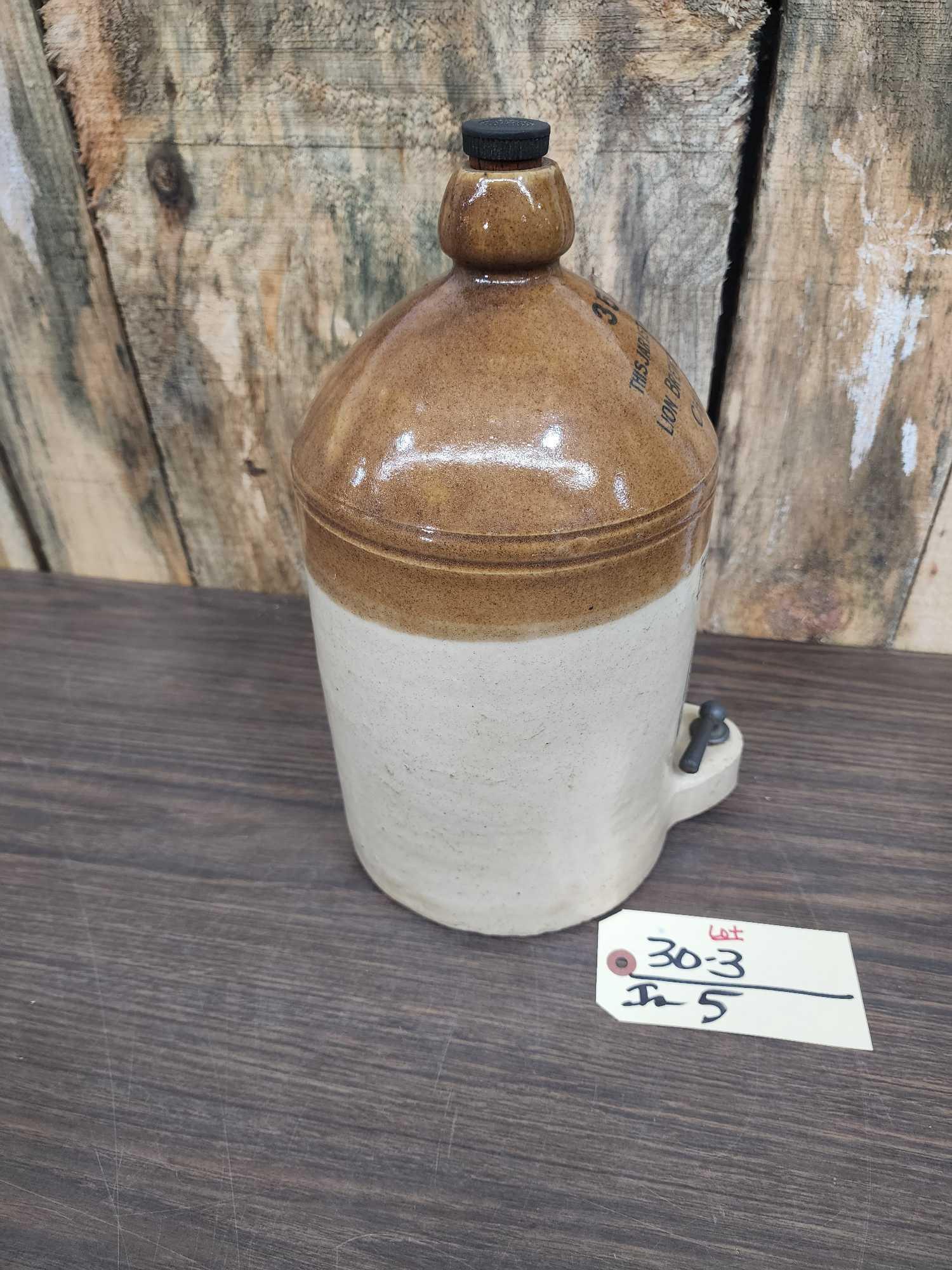 Rare Lion Brewery Stoneware Beer Dispenser