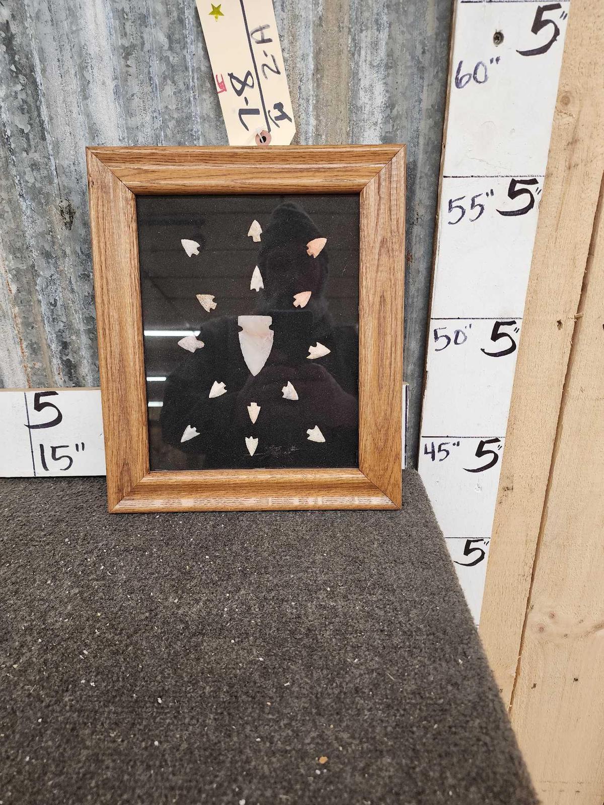 15 Arrowheads In Frame Native American Artifact