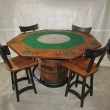 Jack Daniels Whiskey Barrel Gaming Table & Stools
