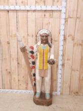 Hand Carved Wooden Cigar Store Indian