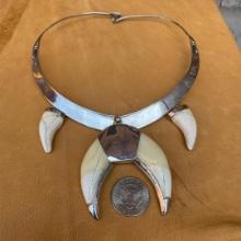 Grizzly Bear Tooth Silver Necklace Taxidermy Jewelry