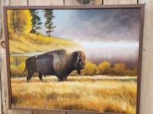 Lowell Shapley Original Oil On Canvas Painting "Montana Bison "