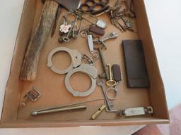 Misc Lot:  Handcuffs, Hatchet, Skeleton Keys