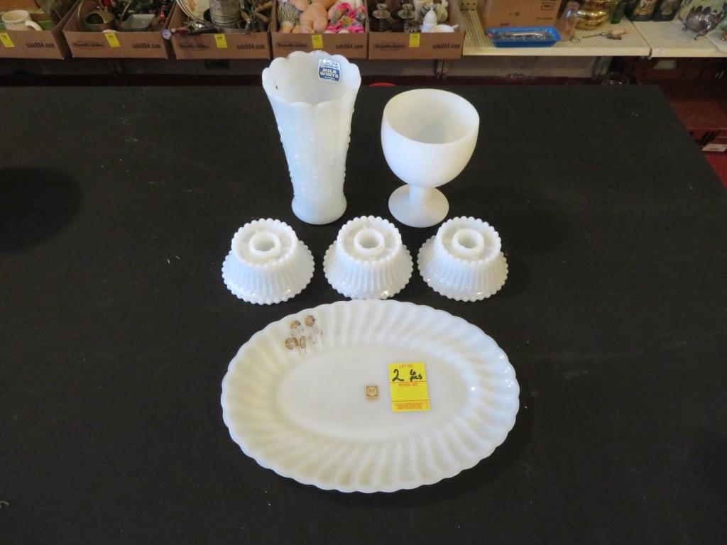 Lot of Asst Milk Glass