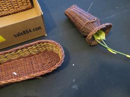 Vintage baskets and piece of Carnival Glass