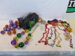 Lot of Mardi Gras Decorations and Beads