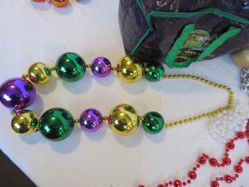 Lot of Mardi Gras Decorations and Beads