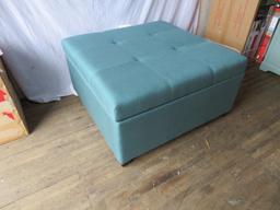 Carlsbad Dark Teal Fabric Storage Ottoman