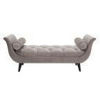 Jennifer Taylor Grey Velvet Tufted Entryway Bench