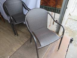 4 Crosley Palm Harbor Stackable Wicker Chairs