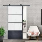 Black & Frosted Glass Sliding Barn Door Kit