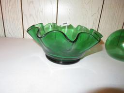 2 Pc Green Glass