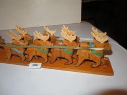 Wooden Santa Sliegh w/ Reindeer