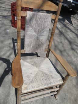 Oak & Wicker Rocking Chair