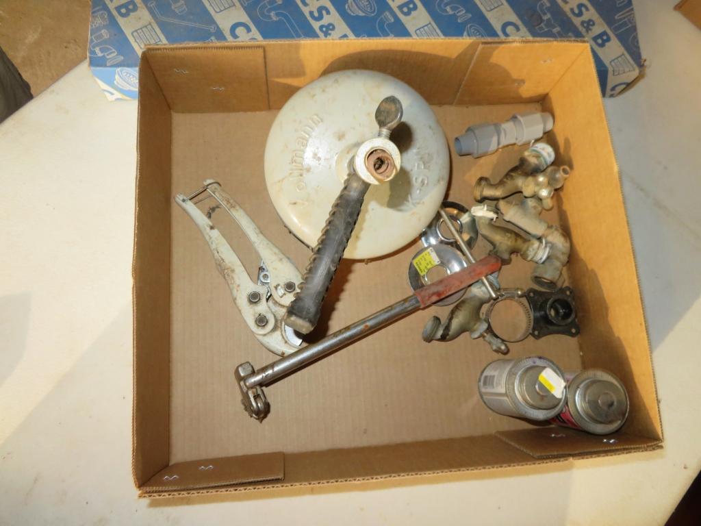 Box lot of Plumbing tools & parts