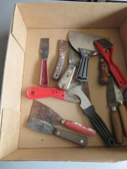 Box lot of scrapers and putty knives