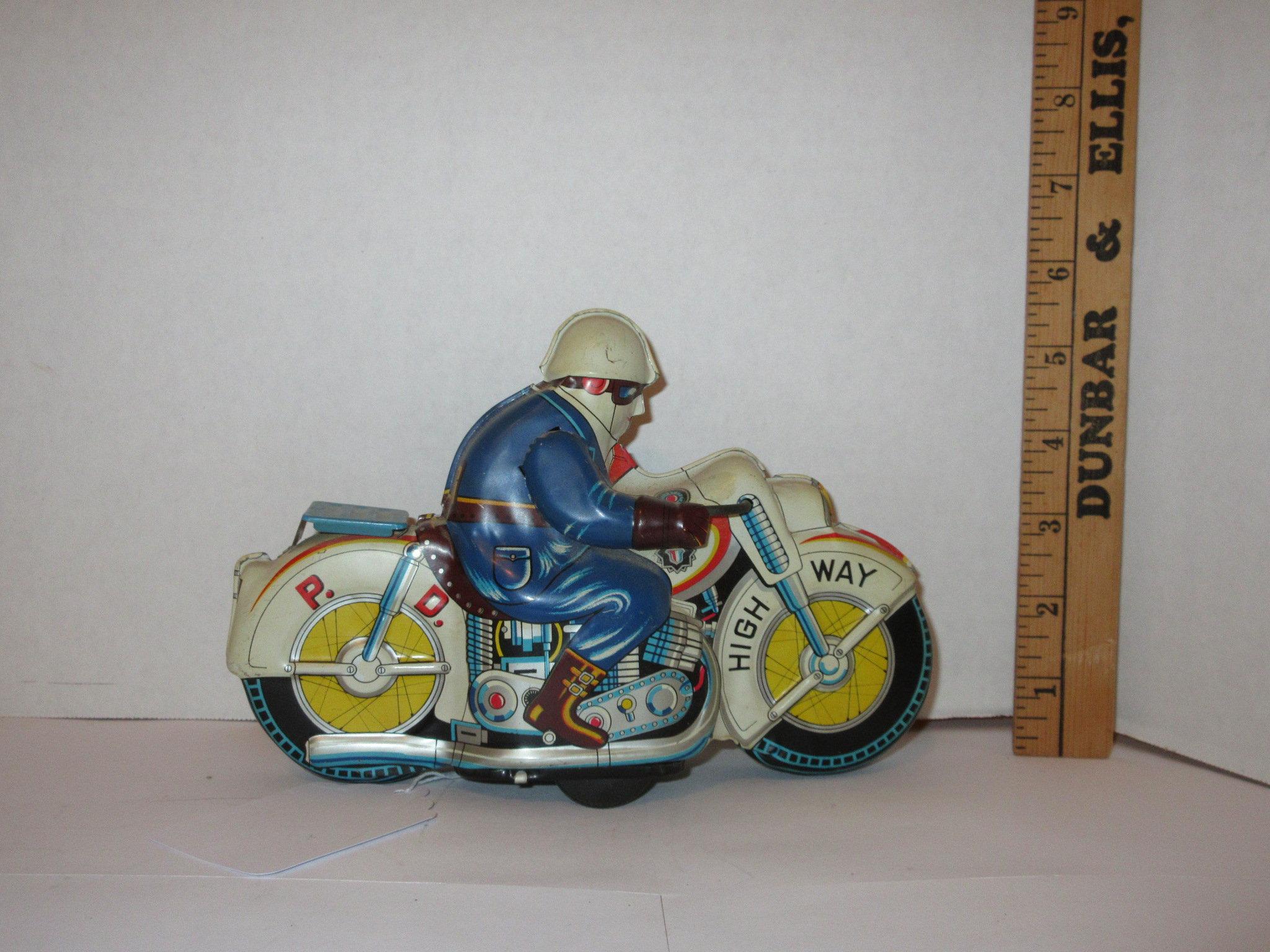 Highway P.D. Tin Litho Motorbike - Beautiful Color in Near Mint Condition