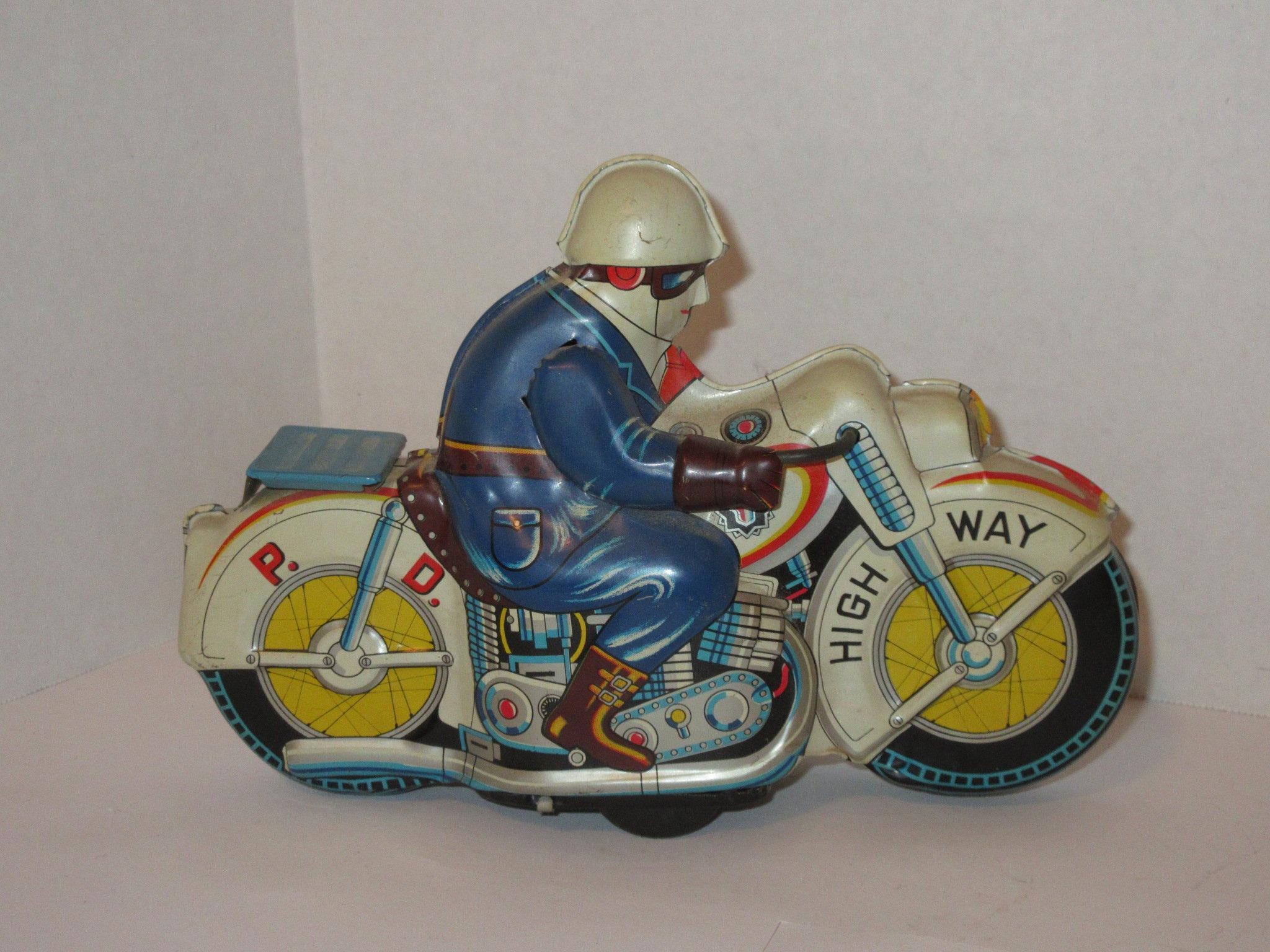 Highway P.D. Tin Litho Motorbike - Beautiful Color in Near Mint Condition