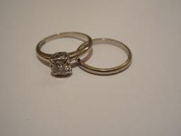 Vintage Wedding Set - Engagement Ring & Band