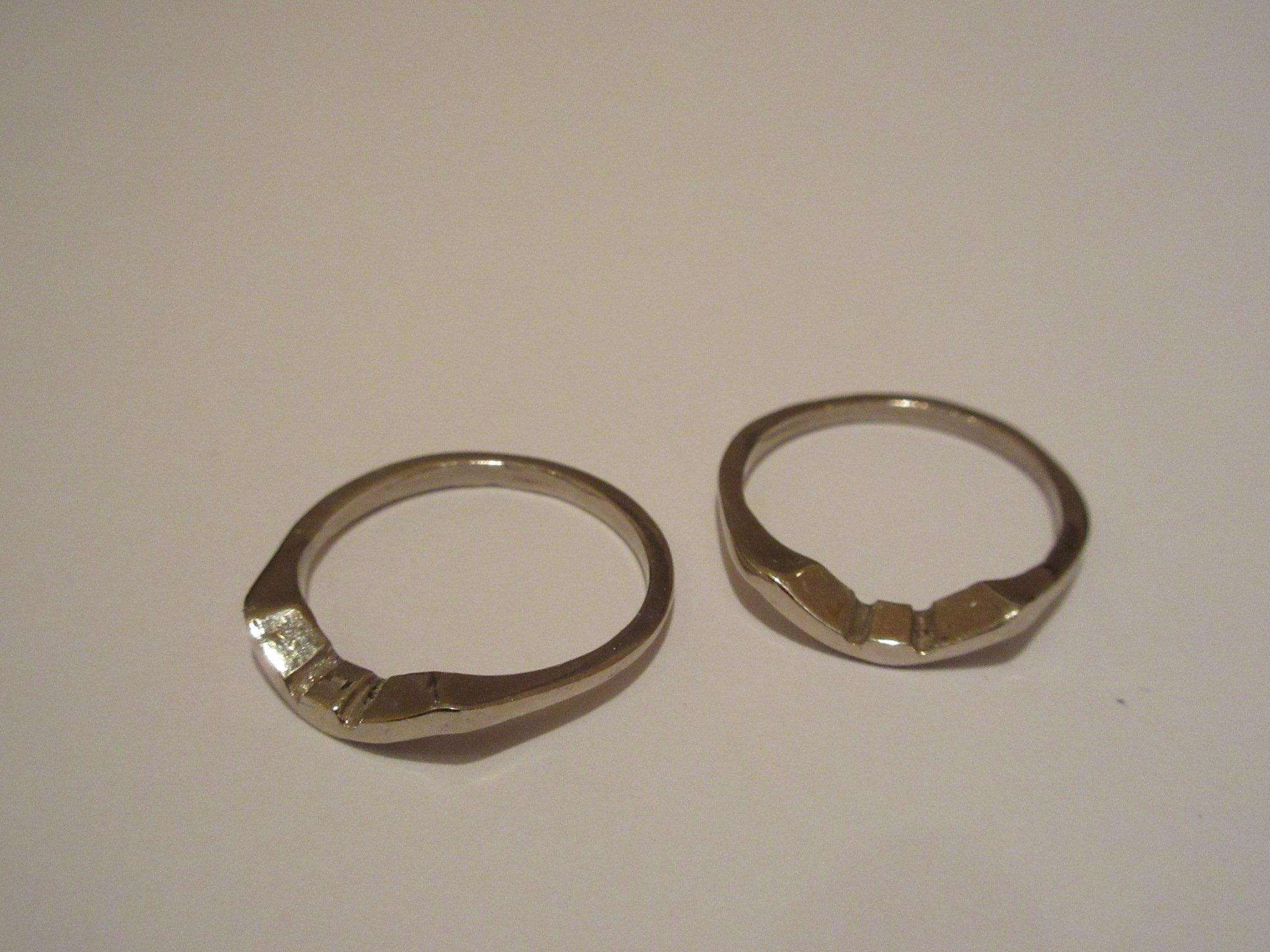 2- White Gold Ring Guards