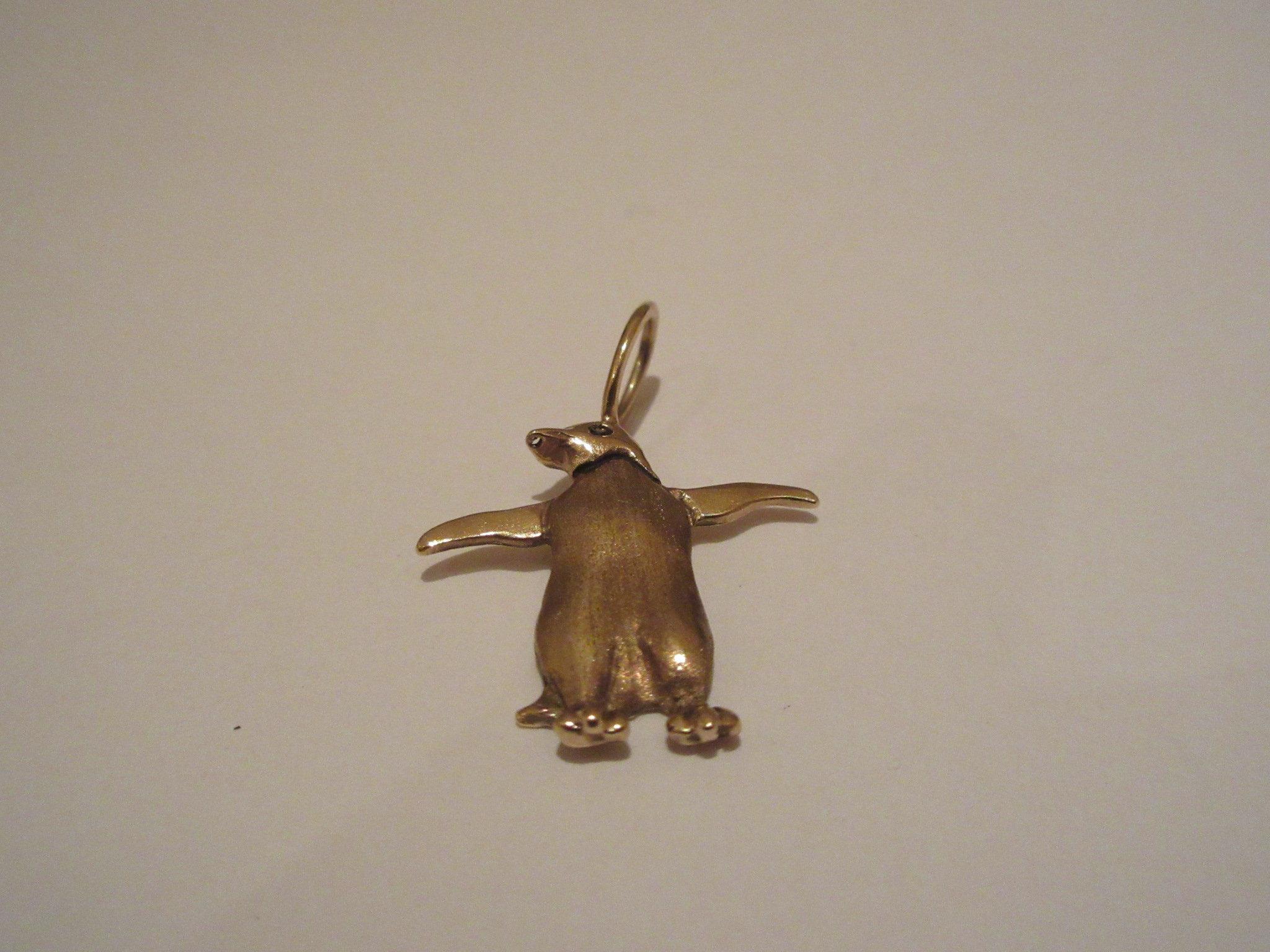 14K Yellow Gold Penguin Pendant