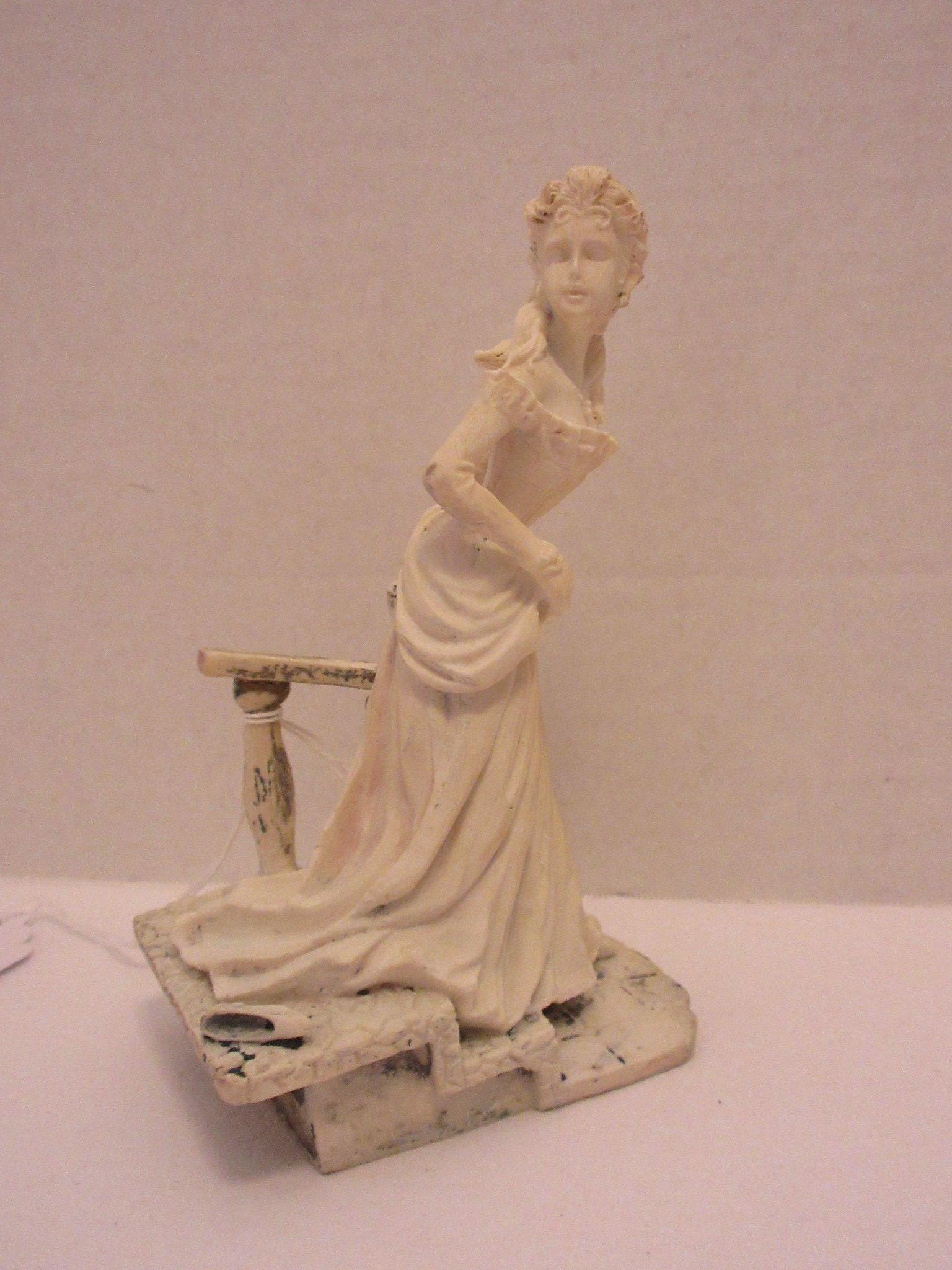 Vintage Parian Ware Figurine of Cinderella leaving the ball - slipper at her foot - 7" Tall