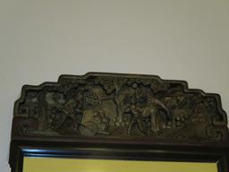 Vintage Carved Mirror with Chinese Motif