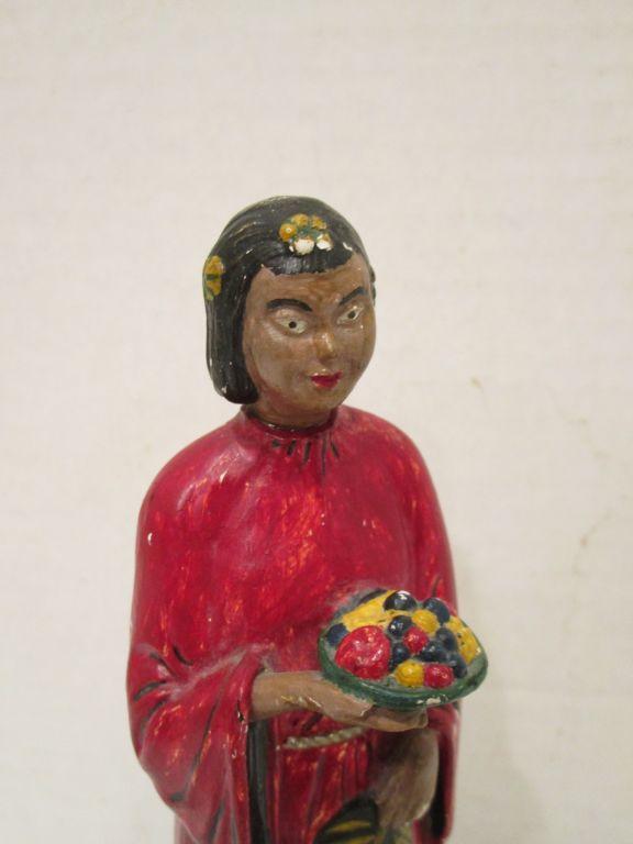 Vintage Chalkware Chinese Maiden Figurine