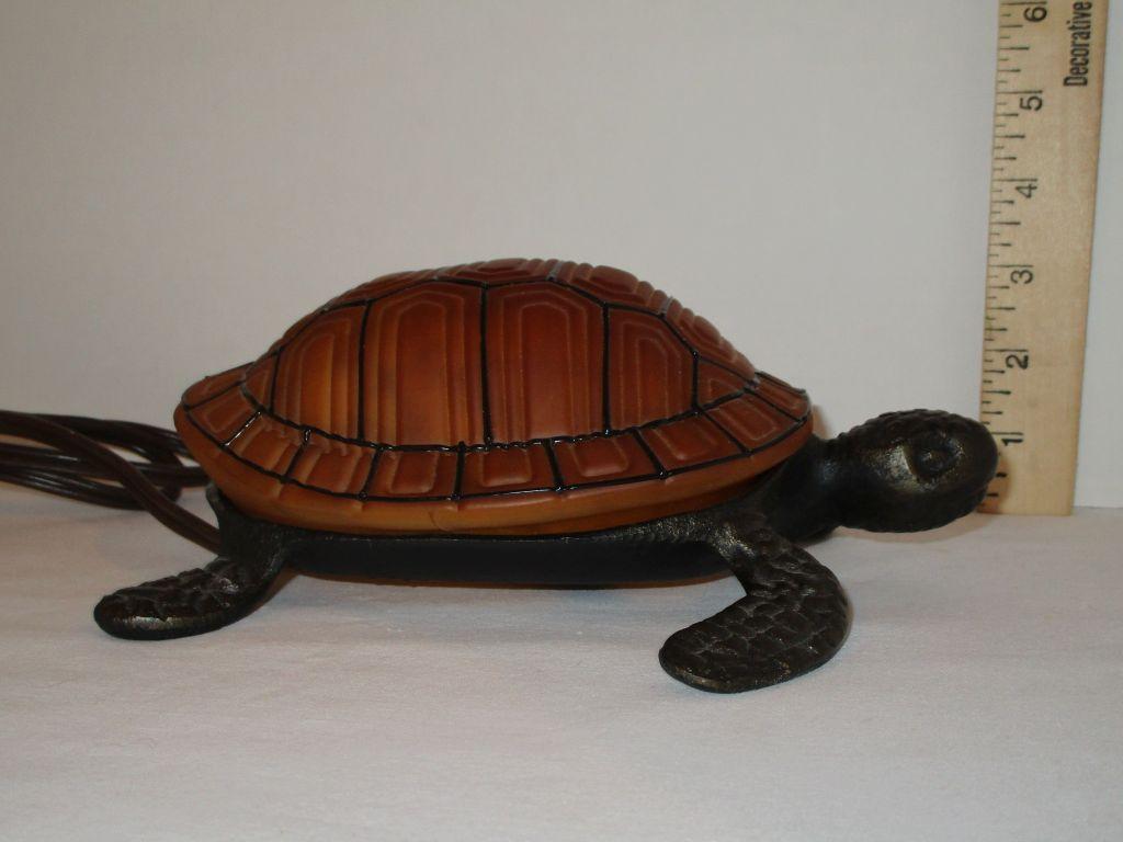 Turtle Accent Lamp - Cast Metal Base w/ Glass Shell