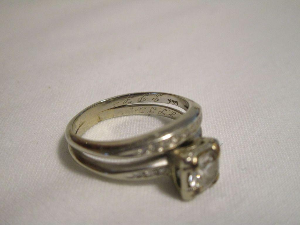 14K White Gold & Diamond Ladies Wedding Set - Approx. Size 7