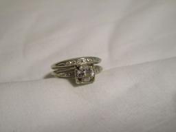 14K White Gold & Diamond Ladies Wedding Set - Approx. Size 7