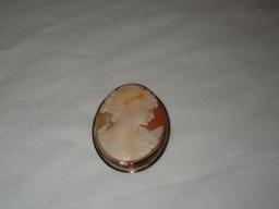 Beautiful Carved Shell Cameo Set w/ Screw back Earrings, Pendant/Brooch - 900 Gold over Sterling