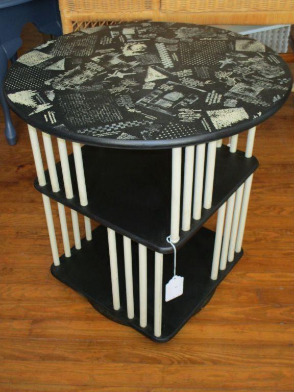 Black & White Painted Swivel Library table - Great Affirmations & Scenes