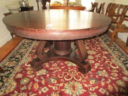 Mahogany Eastlake Round Table w/ Center Pedestal