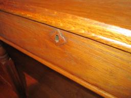 Primitive Style Oak Secretary Desk - Drop Front w/ 1 Drawer