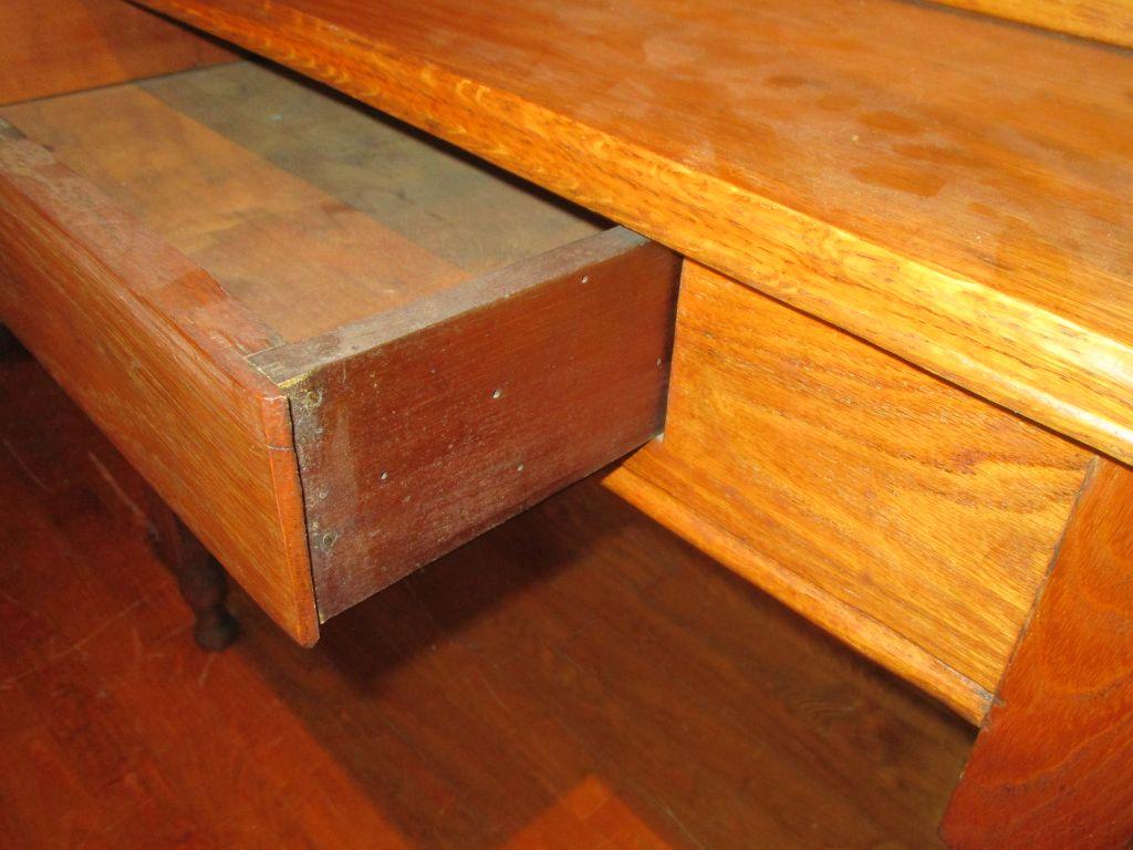 Primitive Style Oak Secretary Desk - Drop Front w/ 1 Drawer