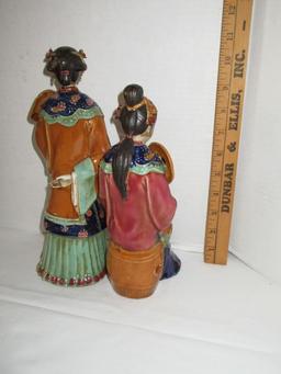 Set of 4 Ceramic Asian Lady Figurines