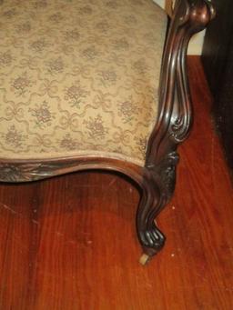 Victorian Style Shield Back Parlor Chair w/ Carved Floral Design on Back Rest