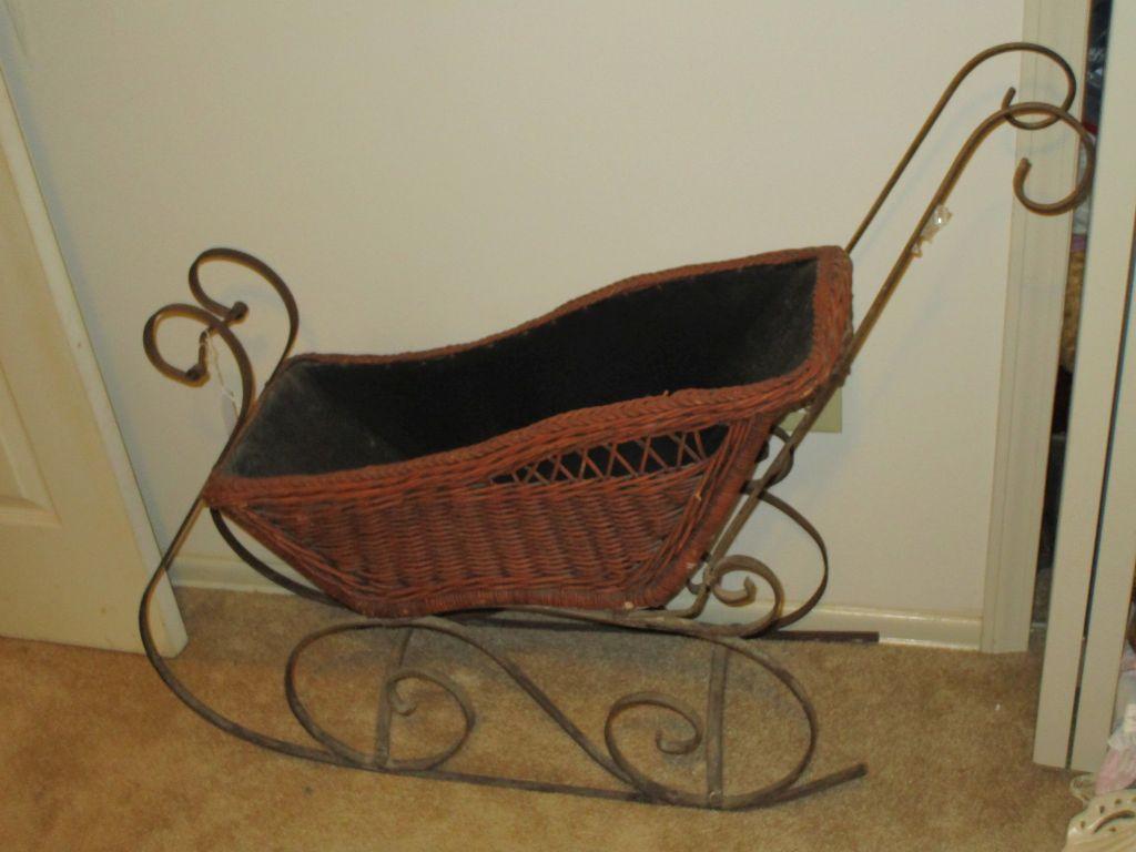 Wicker & Metal Doll Sleigh