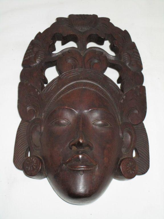 Carved Wooden Carved Asian Head Wall Hanging